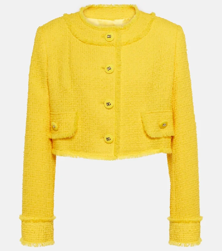 Dolce&Gabbana Cropped wool-blend tweed jacket Knit Fabric Woven Fabric Fleece Fabric Dolce&Gabbana Cropped wool-blend tweed jacket Knit Fabric Woven Fabric Fleece Fabric
