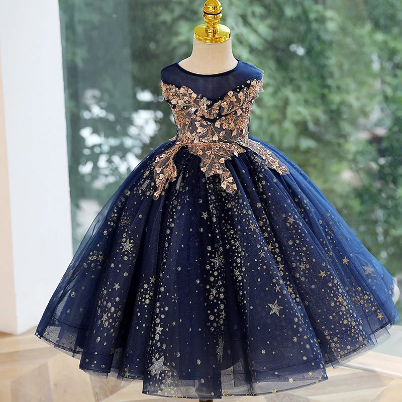 Baby Girl Summer Blue Lace Mesh Star Pageant Princess Party Dress empire Waist empire Baby Girl Summer Blue Lace Mesh Star Pageant Princess Party Dress empire Waist empire