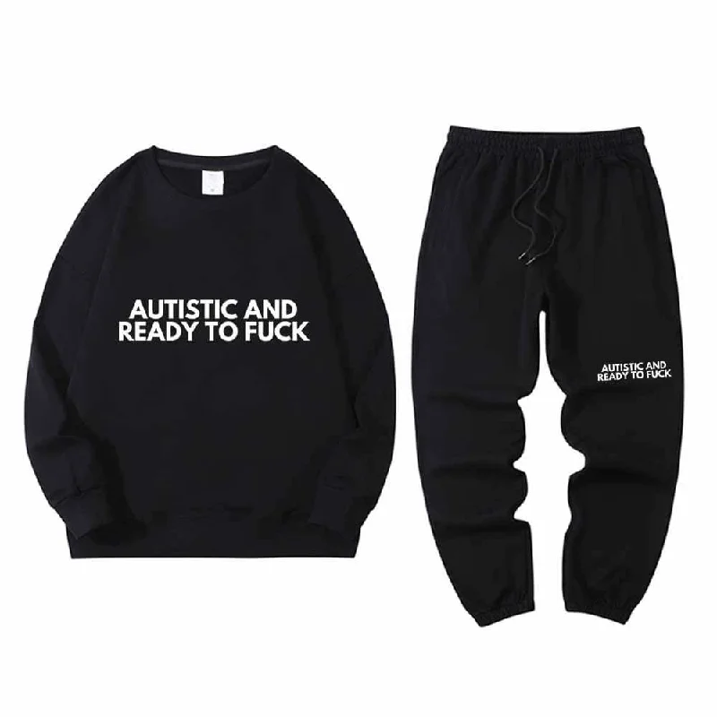 Autistic And Ready To Fuck Sweatshirt Pants Set Formal Dress Pants