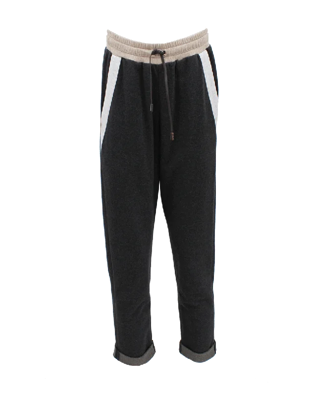 Color Block Sweat Pant Stretch Fit Pants