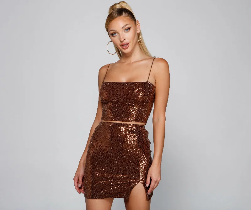 Major Glamour Sequin Cropped Tank bold tank top