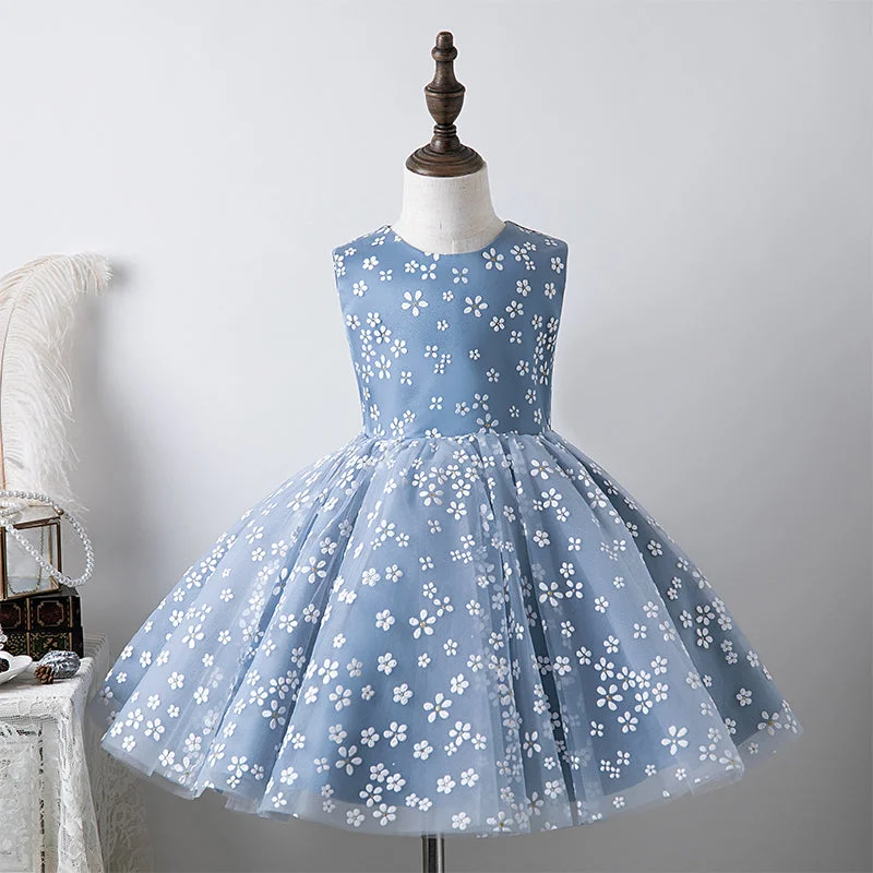 Baby Girl Dress Toddler Sleeveless Floral Princess Crew Neck Puffy Birthday Party Dress Cowl Neckline Elegant Baby Girl Dress Toddler Sleeveless Floral Princess Crew Neck Puffy Birthday Party Dress Cowl Neckline Elegant