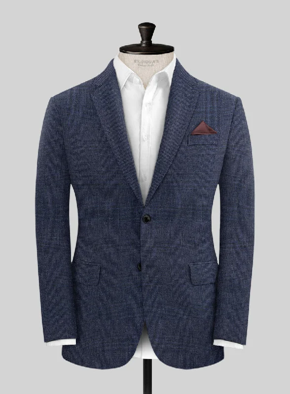 Solbiati Indigo Blue Check Linen Jacket Snapped Jacket Toggled Jacket Drawstring Jacket Solbiati Indigo Blue Check Linen Jacket Snapped Jacket Toggled Jacket Drawstring Jacket