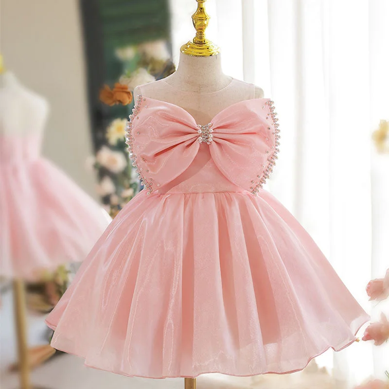 Flower Girl Dress Toddler Prom Easter Princess Pink Sleeveless Big Bowknot Beaded Party Dress Tunics Business professional Flower Girl Dress Toddler Prom Easter Princess Pink Sleeveless Big Bowknot Beaded Party Dress Tunics Business professional