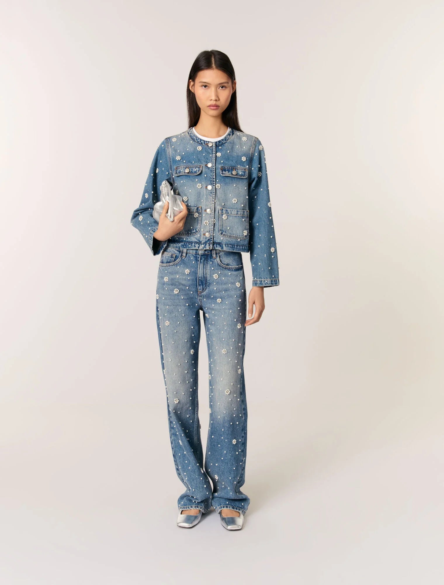 Embroidered denim jacket Print Jacket Jacquard Jacket Patchwork Jacket