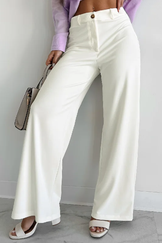 Working Together Wide Leg Pants (Off White) Casual Yoga Pants