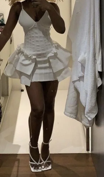 White Straps V Neck A-Line Short Party Dress Birthday Outfits, DP3105 Tunics Wedding white White Straps V Neck A-Line Short Party Dress Birthday Outfits, DP3105 Tunics Wedding white