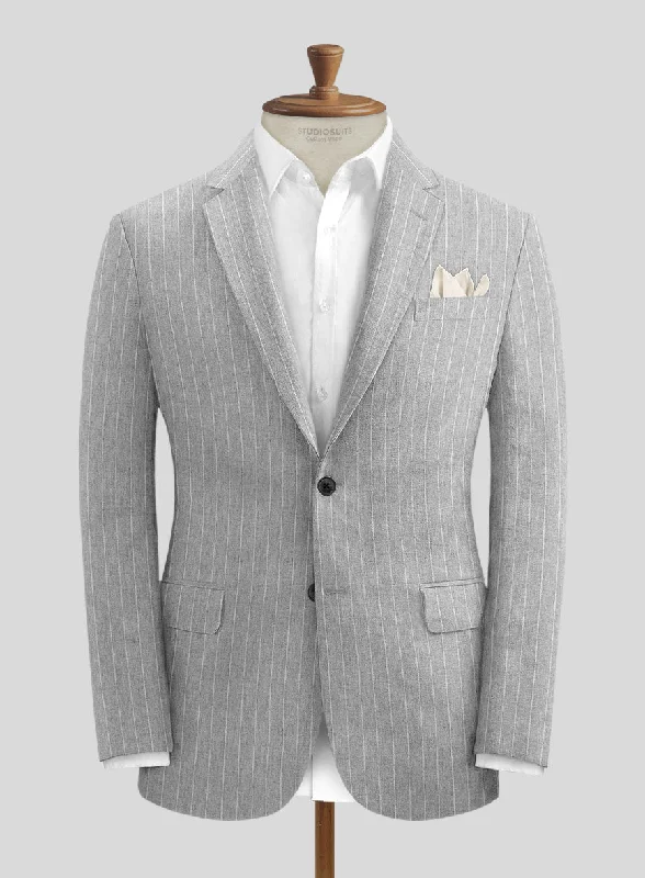 Solbiati Stone Gray Stripe Linen Jacket Anorak Shell Jacket Lightweight Jacket