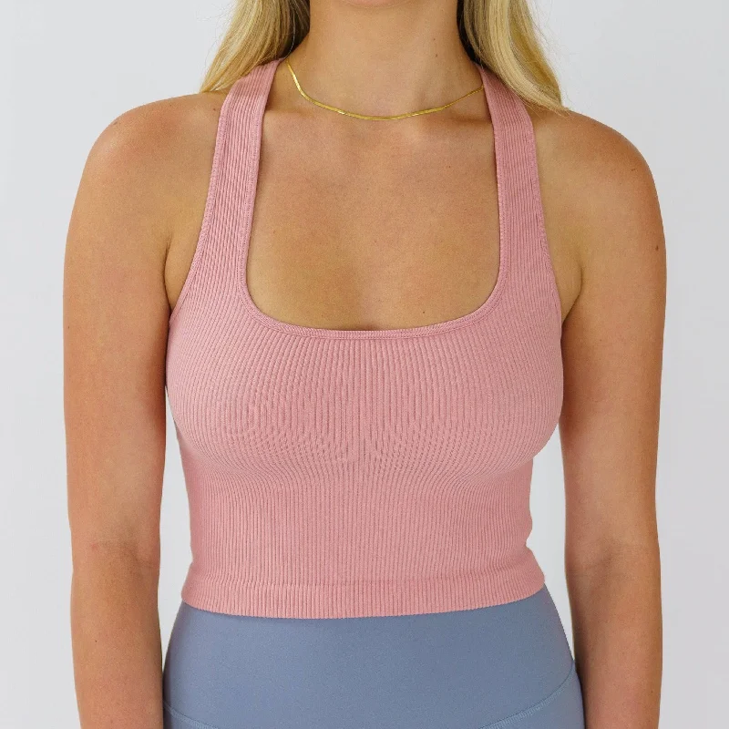 Ribbed Seamless Racer Tank (Peach) soft tank top