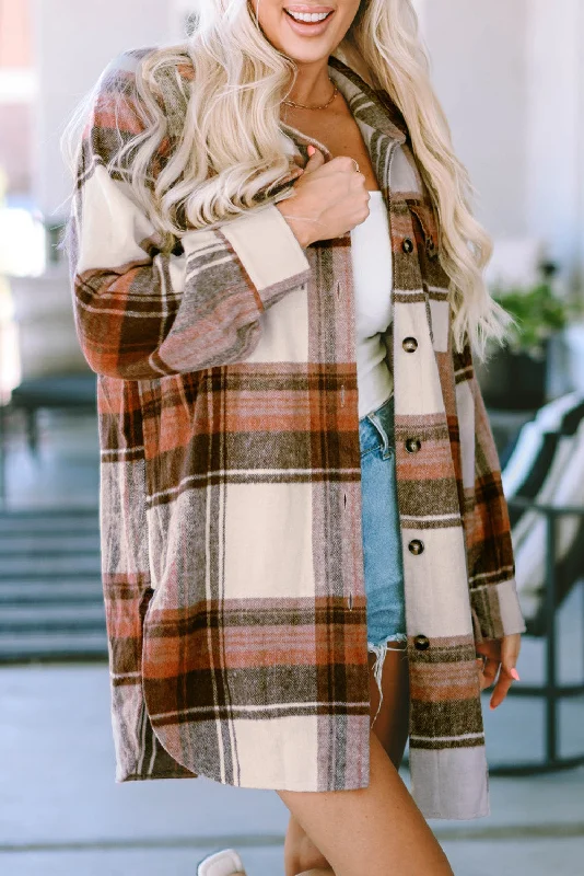 Brown, Cream and Gray Plaid Shirt Jacket Faux Fur Jacket Real Fur Jacket Shearling Jacket Brown, Cream and Gray Plaid Shirt Jacket Faux Fur Jacket Real Fur Jacket Shearling Jacket