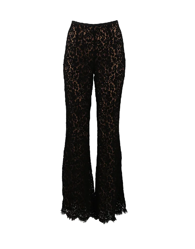 Lace Flare Pant Casual Plaid Pants
