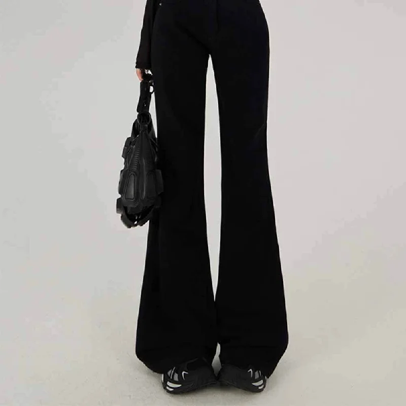 High Waist Flared Solid Color Pants Trendy Velvet Pants