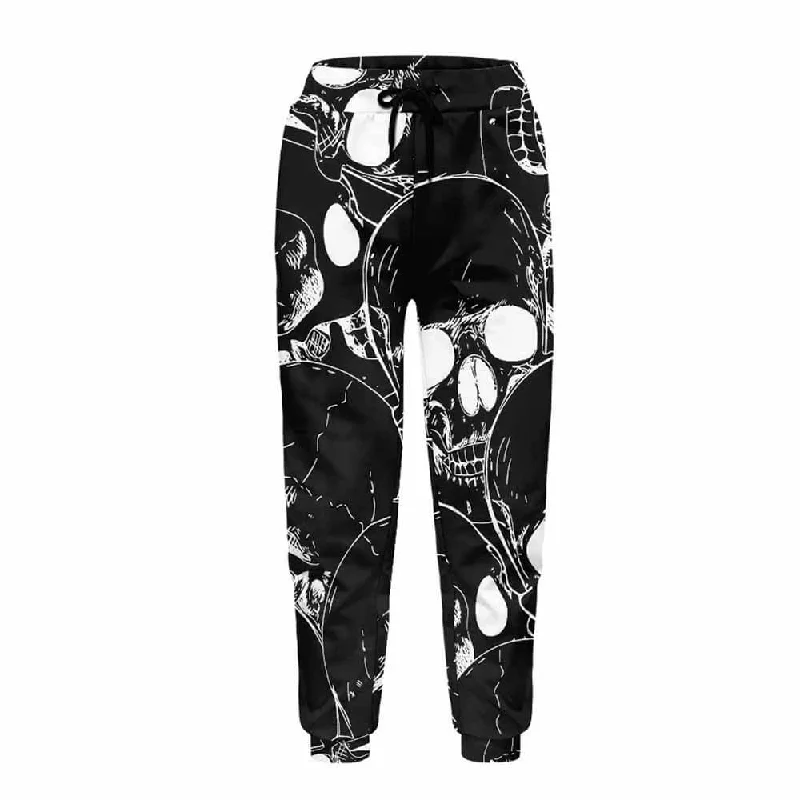 Skull Print Elastic Casual Pants Comfortable Jogger Trousers