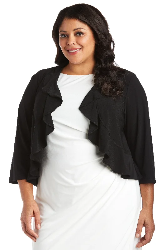 R&M Richards 342780 Shrug Plus Size Ruffle Jacket Nylon Fabric Polyester Fabric Spandex Fabric R&M Richards 342780 Shrug Plus Size Ruffle Jacket Nylon Fabric Polyester Fabric Spandex Fabric