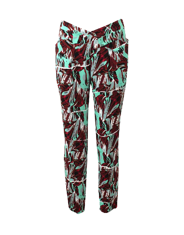 High-Waist Printed Pant Fashionable Tapered Leg Pants