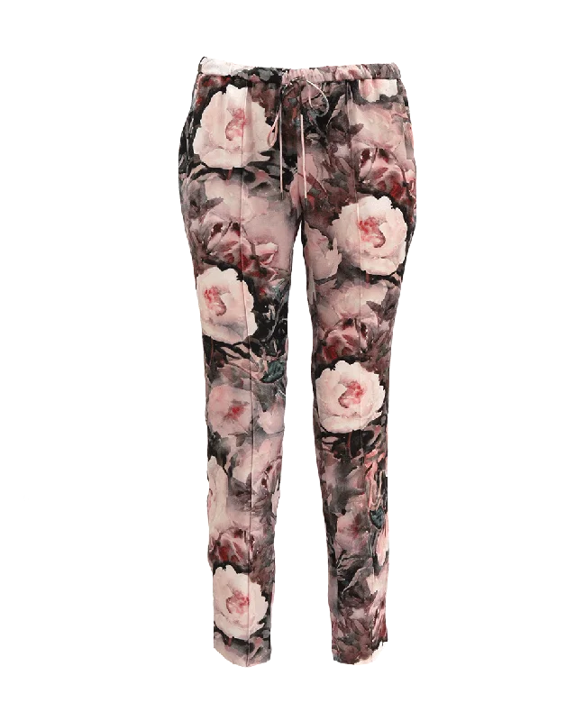 Floral Drawstring Track Pant Relaxed Fit Trousers