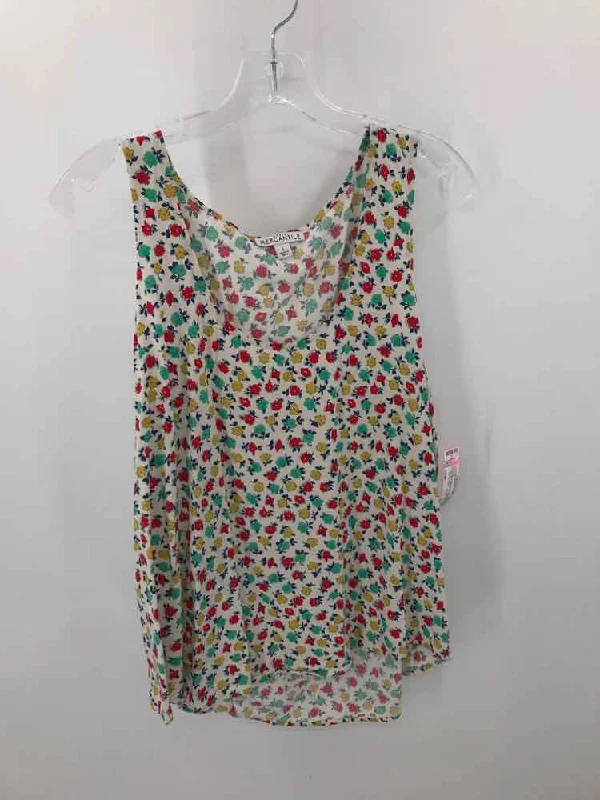 Pre-Owned J Crew Mercantile Green Size Large Floral Tank Top baby blue tank