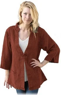 Dash Hemp Women's TAI CHI JACKET Boat Neck Shawl Collar Notched Collar