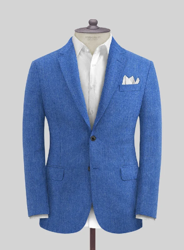 Solbiati Pericle Bright Blue Linen Jacket Denim Jacket Leather Jacket Suede Jacket