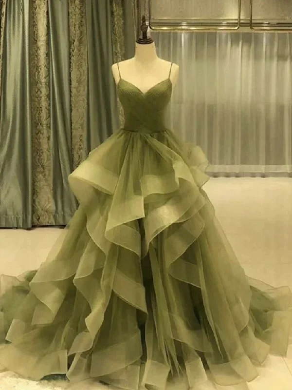 Spaghetti Strap A-Line Tulle Tiered Long Prom Dress Formal Evening Gown Party Dress,DP622 Tunics Designer luxury Spaghetti Strap A-Line Tulle Tiered Long Prom Dress Formal Evening Gown Party Dress,DP622 Tunics Designer luxury