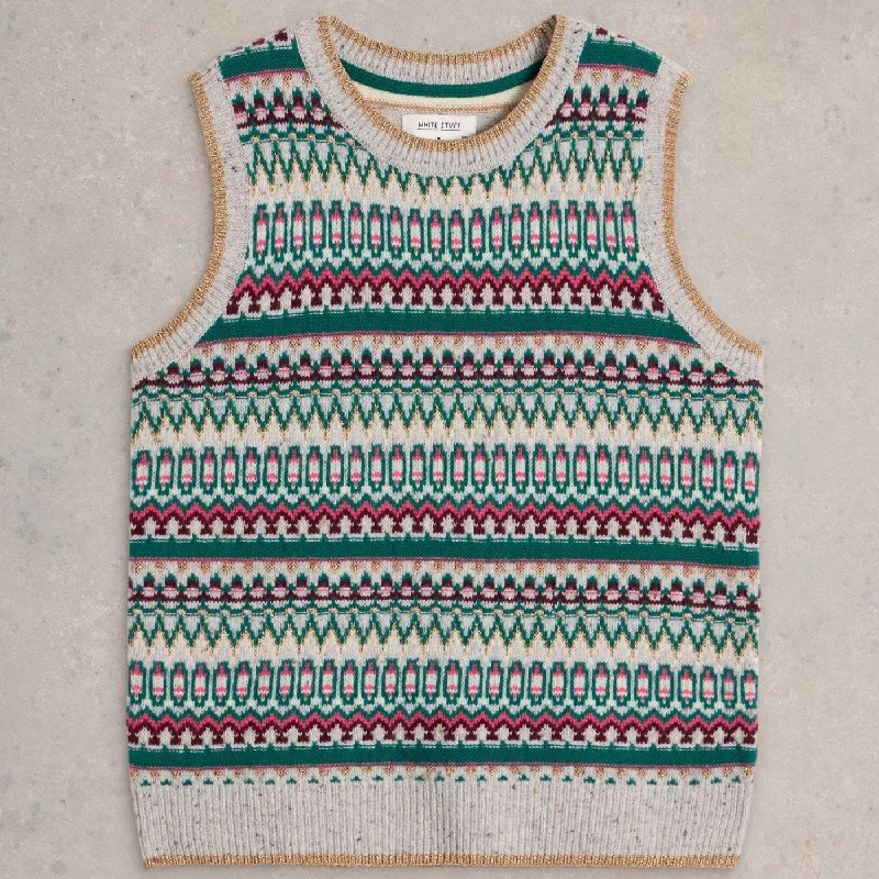White Stuff Fay Sparkle Fairisle Tank | Grey adorable tank top