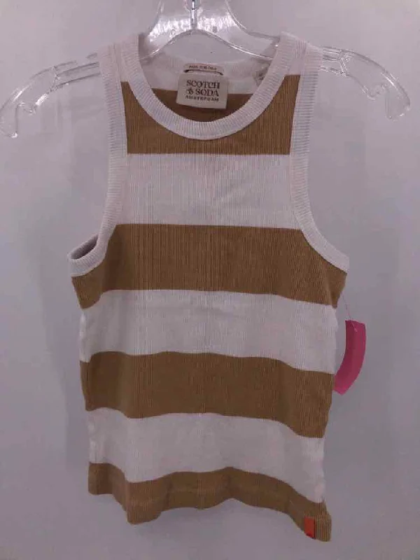 Pre-Owned Scotch & Soda Tan Size XS Stripe Tank Top one shoulder tank