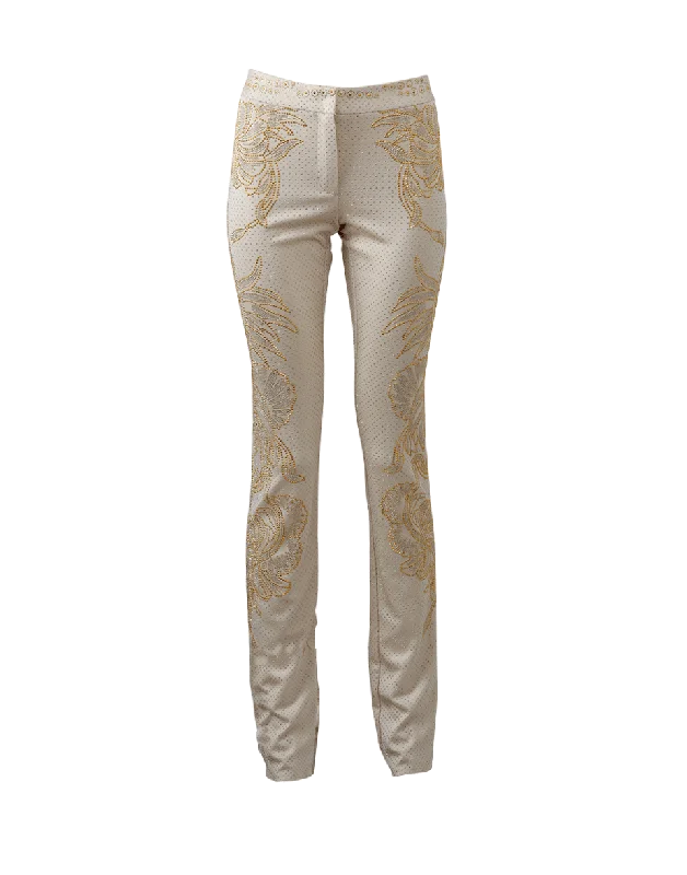 Beaded Rhinestone Pant Trendy Work Pants