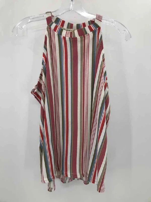 Pre-Owned All in Love White Size XL Stripe Tank Top charcoal tank top