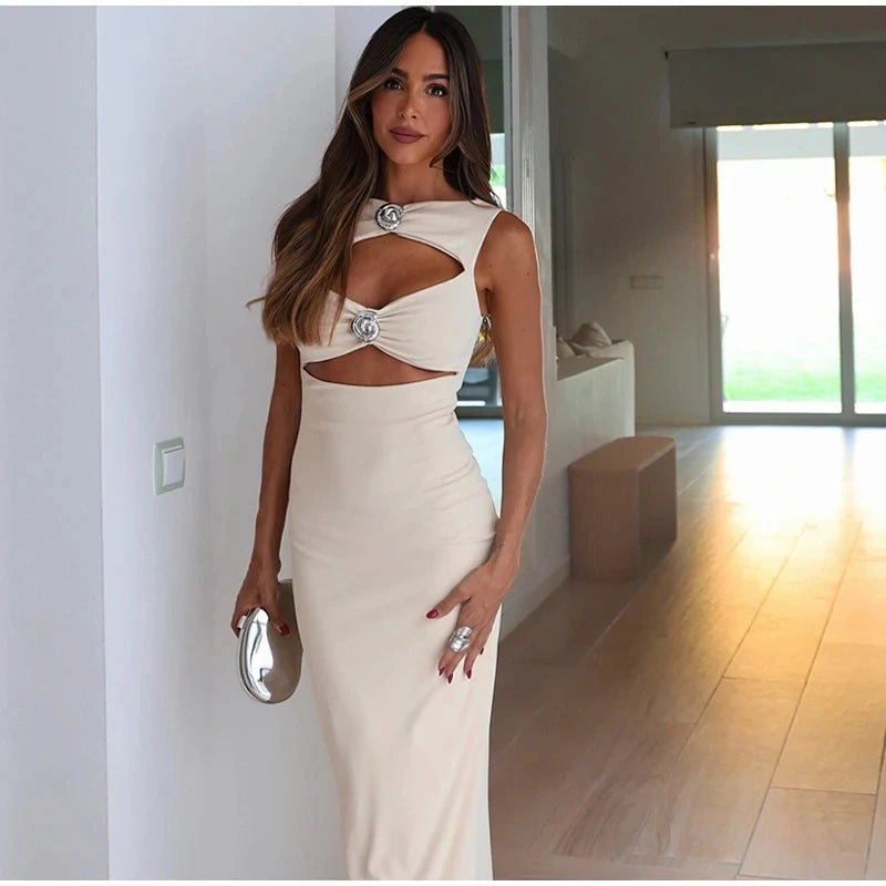 Advbridge Fashion Hollow Out Strapless Long Dress For Women Elegant Sleeveless Bodycon Evening Party Dress Female Club Chic Vestidos Cowl Neckline Elegant Advbridge Fashion Hollow Out Strapless Long Dress For Women Elegant Sleeveless Bodycon Evening Party Dress Female Club Chic Vestidos Cowl Neckline Elegant