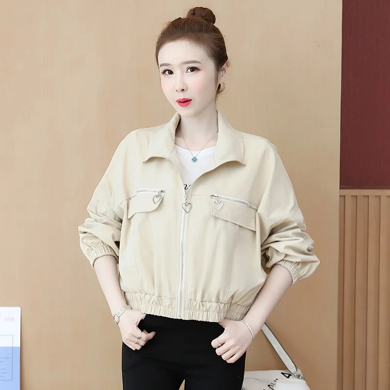 2022 Spring Autumn Short Jacket Women Loose Long-Sleeve Zipper Baseball Clothes Casual Ladies Solid Outerwear Tide H1200 Print Jacket Jacquard Jacket Patchwork Jacket 2022 Spring Autumn Short Jacket Women Loose Long-Sleeve Zipper Baseball Clothes Casual Ladies Solid Outerwear Tide H1200 Print Jacket Jacquard Jacket Patchwork Jacket