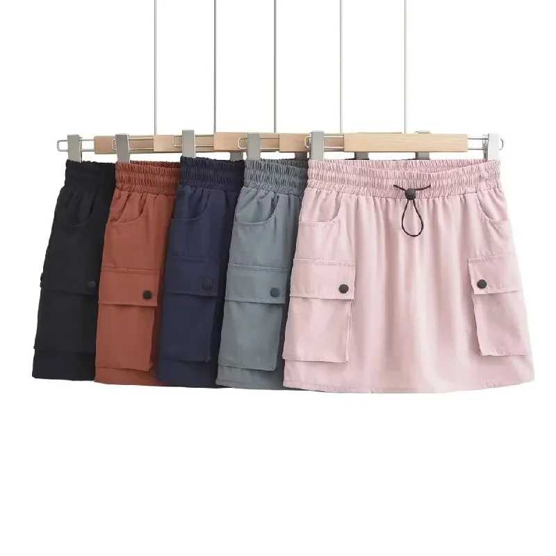 Ready to ship 2023 summer new style drawstring fashion women ladies cargo skirts corduroy skirt cozy Ready to ship 2023 summer new style drawstring fashion women ladies cargo skirts corduroy skirt cozy