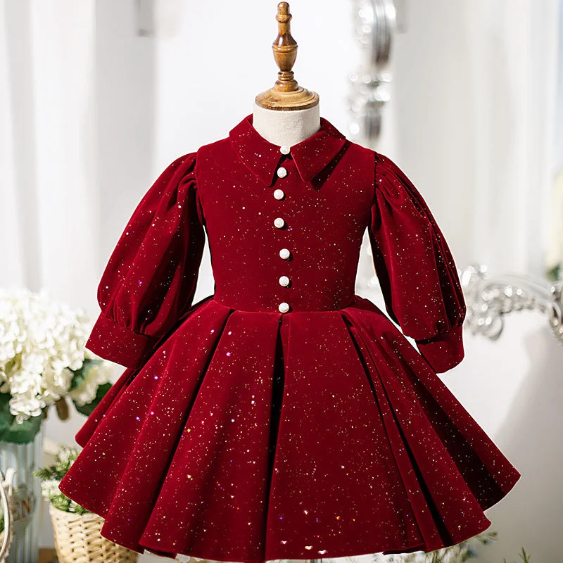 Baby Girl Dress Toddler Easter Birthday Party Dress Winter Red Long Sleeve Square Neck Sequined Princess Dress empire Waist empire Baby Girl Dress Toddler Easter Birthday Party Dress Winter Red Long Sleeve Square Neck Sequined Princess Dress empire Waist empire