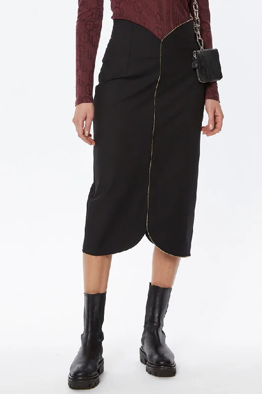 Oblique Creations Pencil Front Zipper With Opening In The Bottom Skirt midi skirt versatile