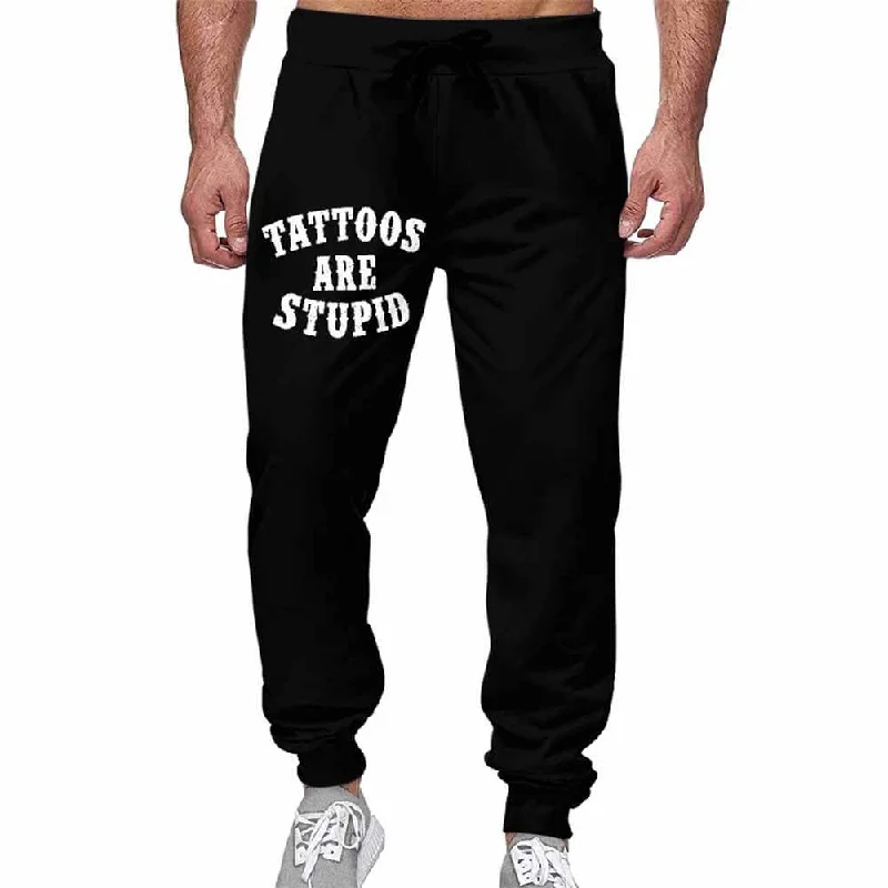 Tattoos Are Stupid Casual Elastic Drawstring Pants Chic Capri Pants