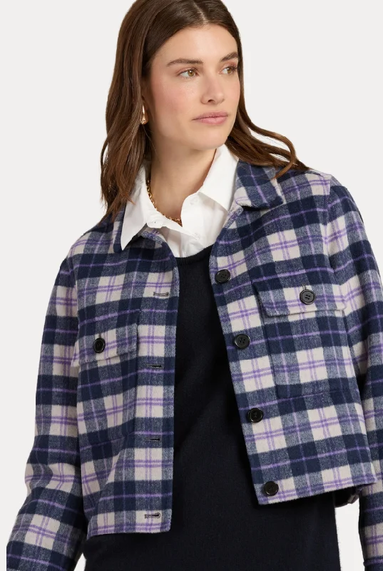 Tyler Boe Mallory Plaid Jacket Satin Jacket Silk Jacket Chiffon Jacket