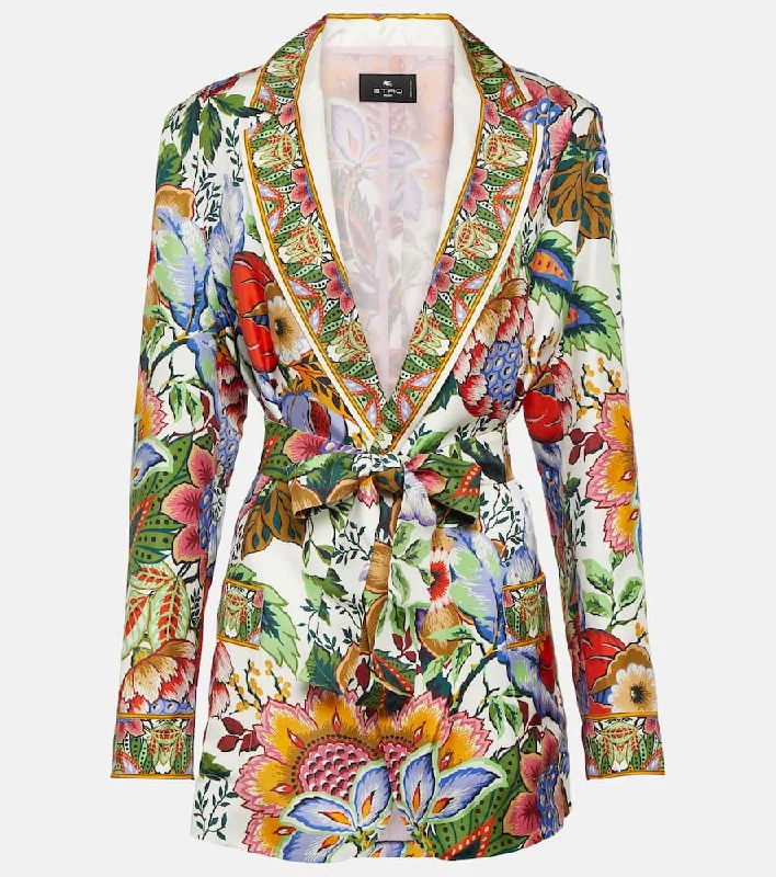 Etro Floral silk wrap jacket Cotton Fabric Linen Fabric Terry Fabric