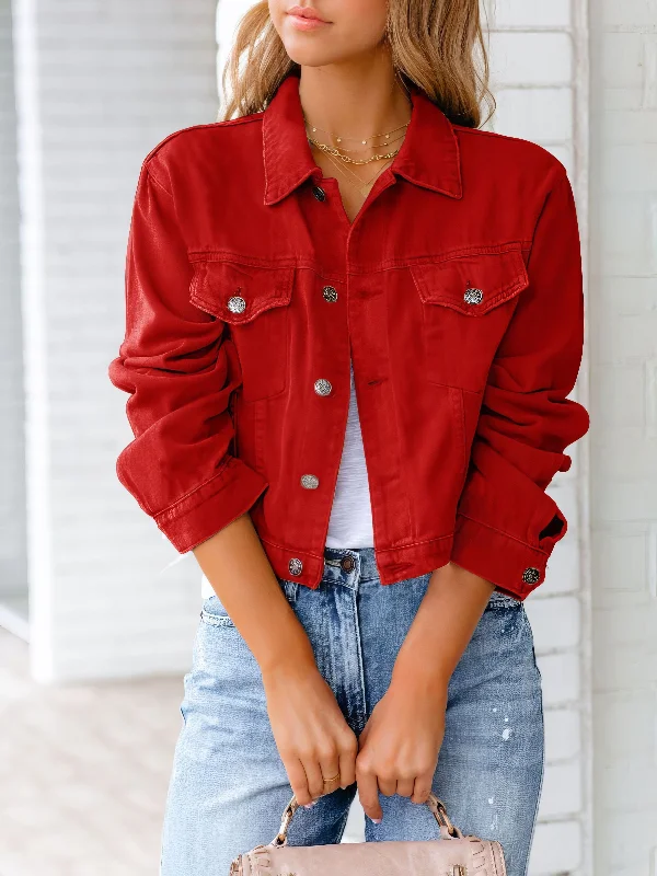 Button-Down Denim Jacket Satin Jacket Silk Jacket Chiffon Jacket