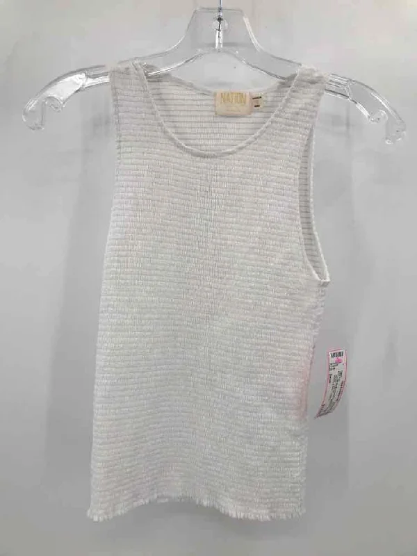 Pre-Owned Nation White Size Small Tank Top off shoulder tank
