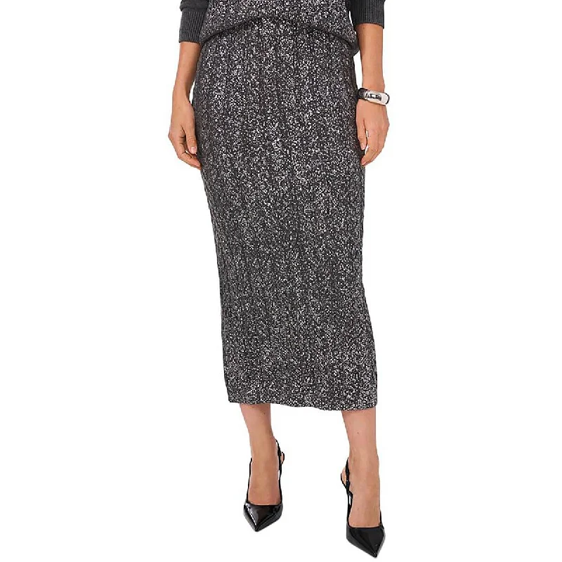 Vince Camuto Womens Metallic Cable Knit Midi Skirt velvet skirt sumptuous