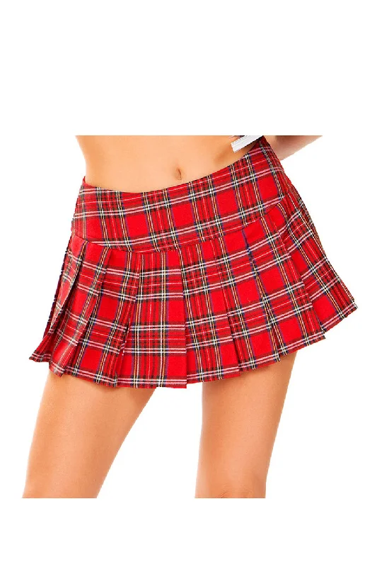 Pleated Red Plaid Skirt lace skirt intricate