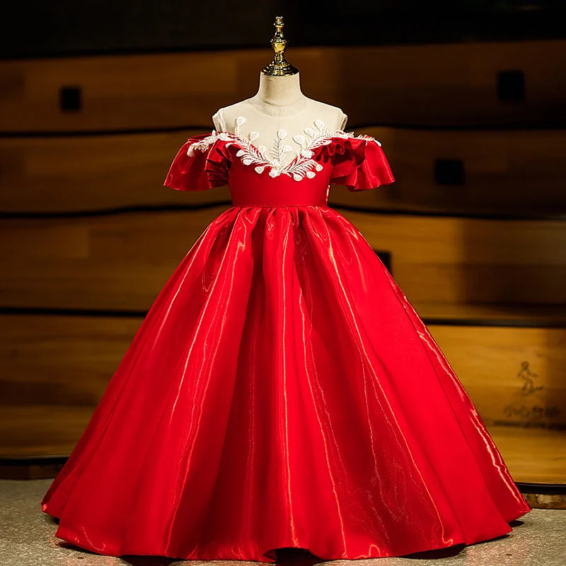 Girls Red Princess Dress Toddler Birthday Party Dress Baby Girl Fluffy Christening Dress Tunics Trousers formal Girls Red Princess Dress Toddler Birthday Party Dress Baby Girl Fluffy Christening Dress Tunics Trousers formal
