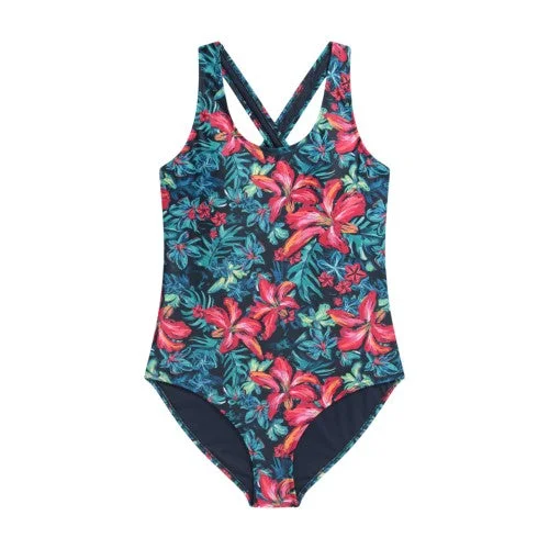 Animal Womens/Ladies Mia Floral Cross Back One Piece Swimsuit Sporty Swim Shorts