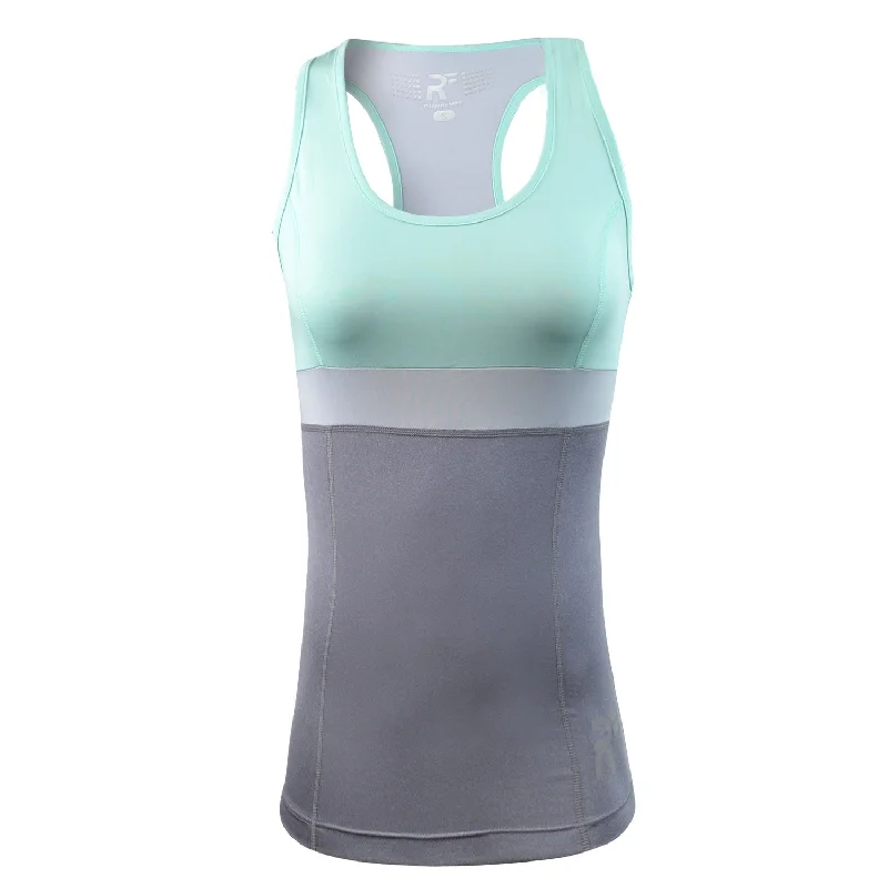 RunFlyte Women's Chakra II Tank Top - Fitted - Moisture Wicking - Light Mint/Grey/Charcoal pastel tank top RunFlyte Women's Chakra II Tank Top - Fitted - Moisture Wicking - Light Mint/Grey/Charcoal pastel tank top