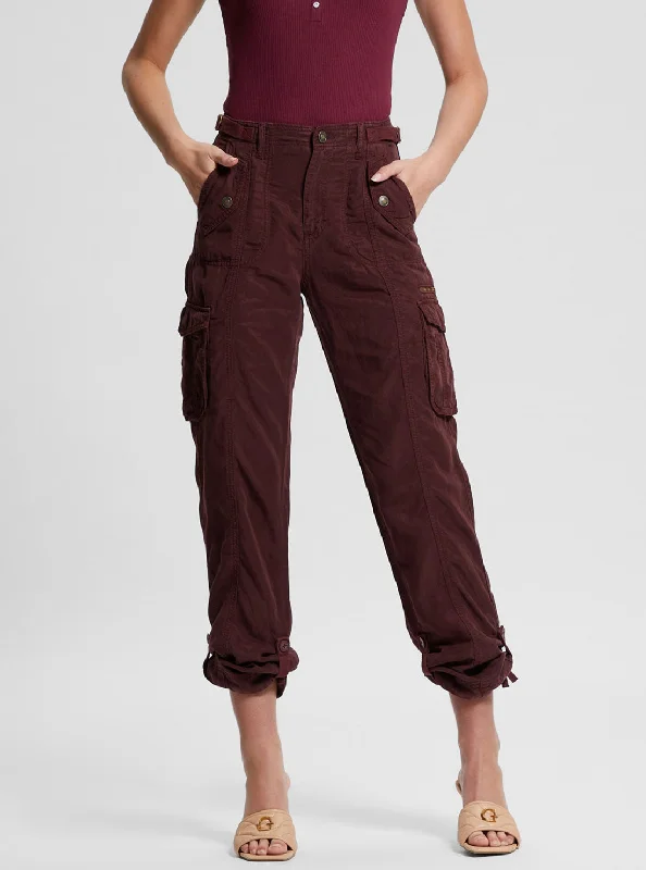 Eco Maroon Nessi Cargo Pants Chic Capri Pants