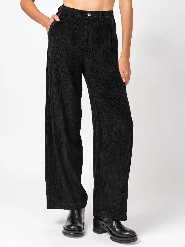 Wide-Leg Corduroy Pants Warm Wool Trousers