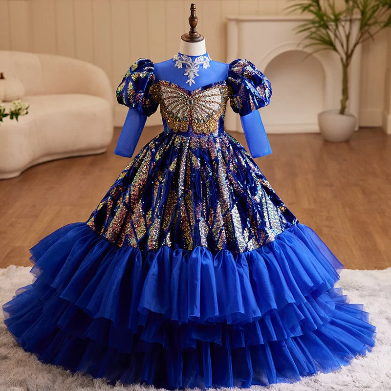 Toddler Girl Birthday Party Dress Blue Retro Sequin Tail Fluffy Princess Dress Tunics Denim casual Toddler Girl Birthday Party Dress Blue Retro Sequin Tail Fluffy Princess Dress Tunics Denim casual