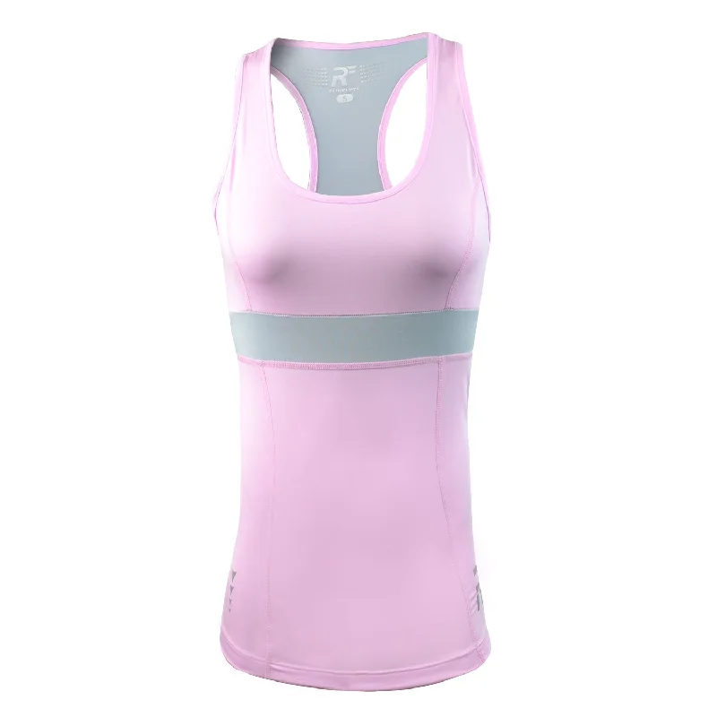 RunFlyte Women's Chakra II Tank Top - Fitted - Moisture Wicking - Light Pink/Grey soft pink tank RunFlyte Women's Chakra II Tank Top - Fitted - Moisture Wicking - Light Pink/Grey soft pink tank