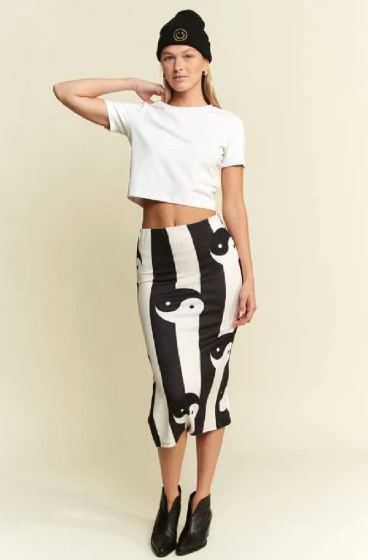 Yin Yang Midi Skirt velvet skirt rich