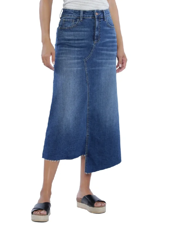 Wash Lab Jagged Skirt - Classic Blue linen skirt light