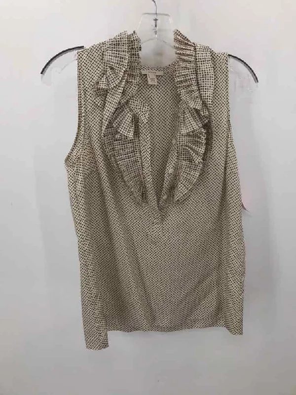 Pre-Owned J Crew Ivory Size 6 Printed Tank Top sexy tank top